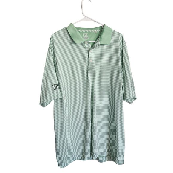 Cutter and‎ Buck Polo Green Stripped Underwood Cup Matches Shirt Mens XXL - Picture 1 of 5